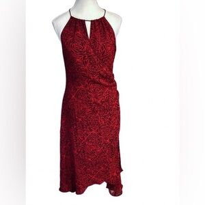 Silk PLANET Dress Roses Red Brown Fairy Fairycore Vintage Style Y2K Size 8 10